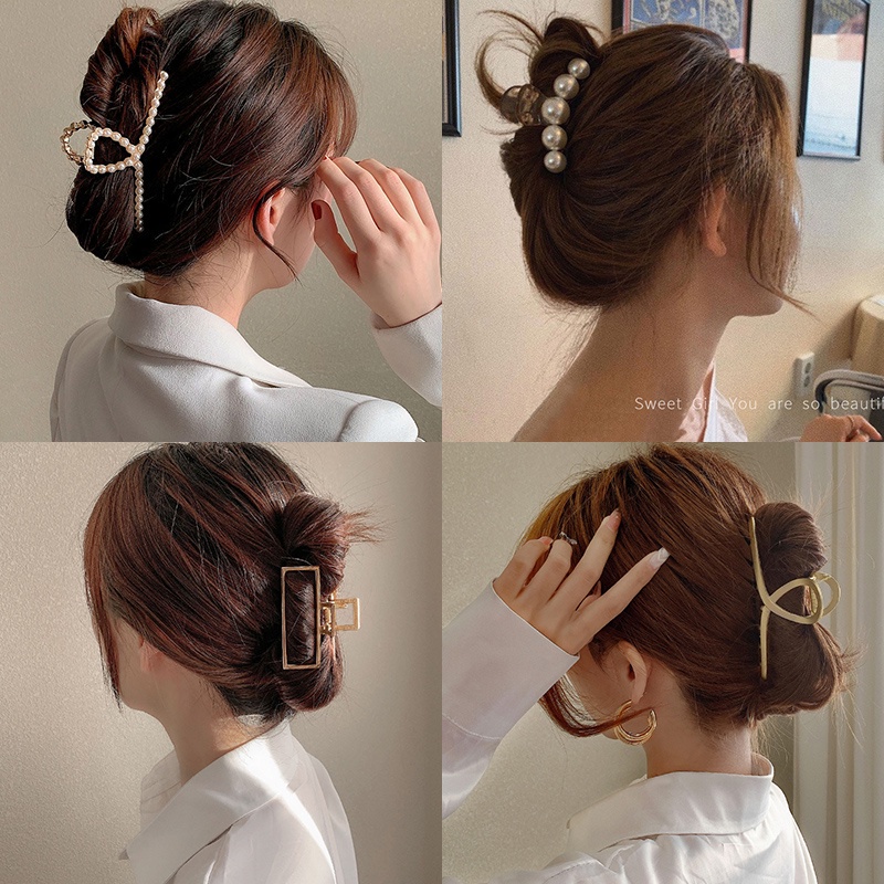 Kẹp Tóc Kim Loại Đính Đá Thời Trang Hàn Quốc Cho Nữ