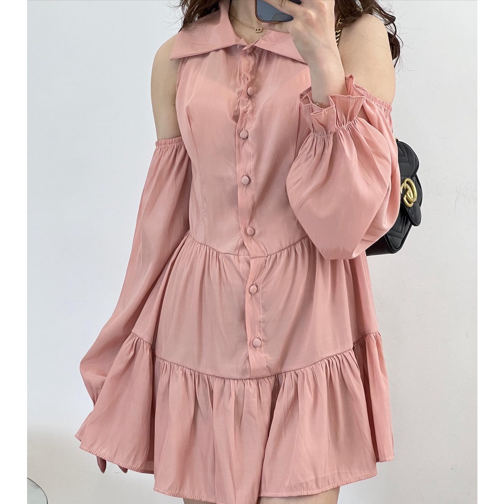 Đầm khoét vai voan xòe thời trang nữ Miho house