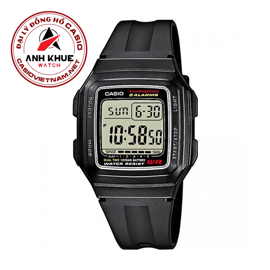 Đồng Hồ Casio Nam - Nữ F-201WA-1ASDF Điện tử cổ điện - Pin 10 năm