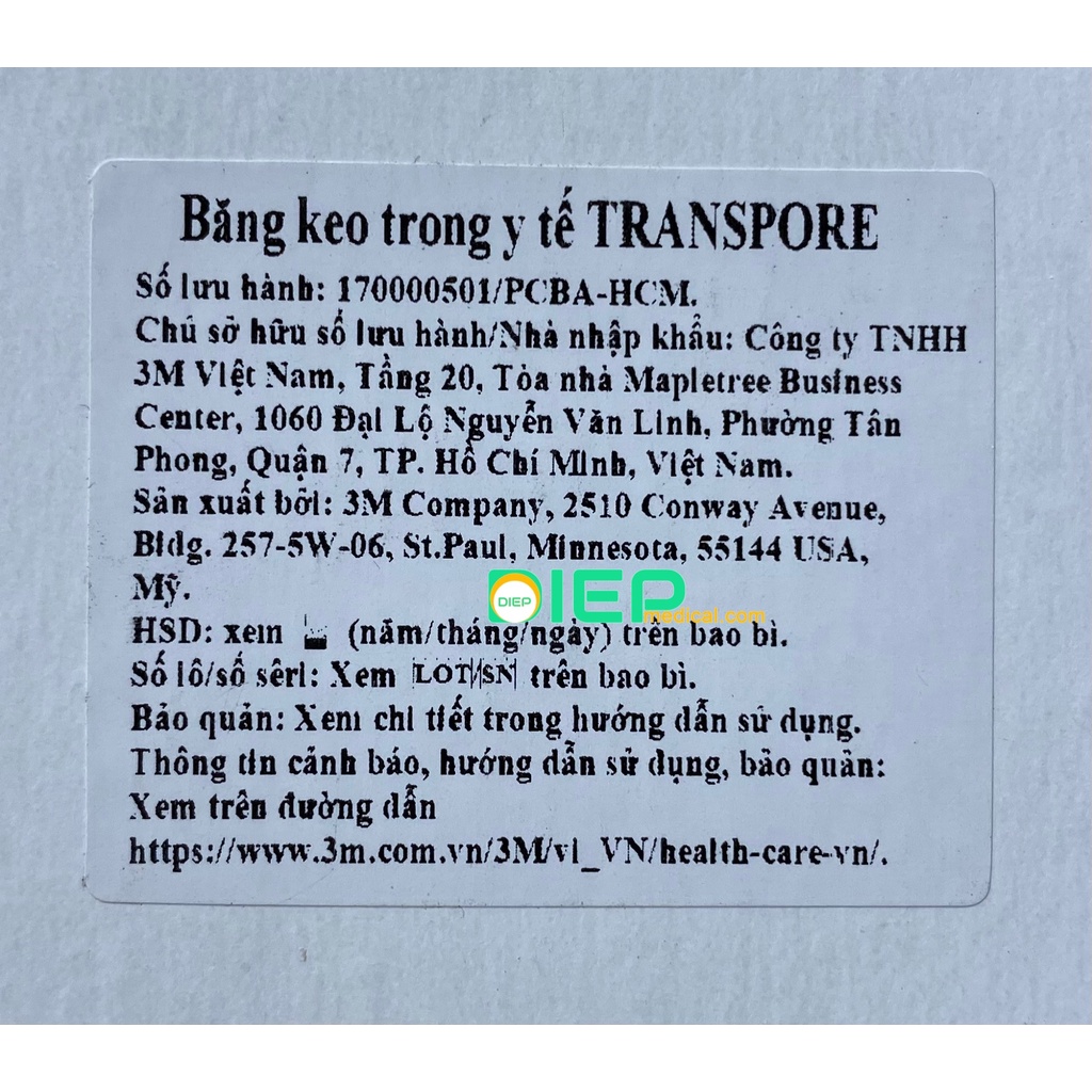 ✅ 3M Transpore Surgical Tapes 1527-0, -1, -3 - Băng keo y tế trong suốt 3M chính hãng (băng keo dán ngực)