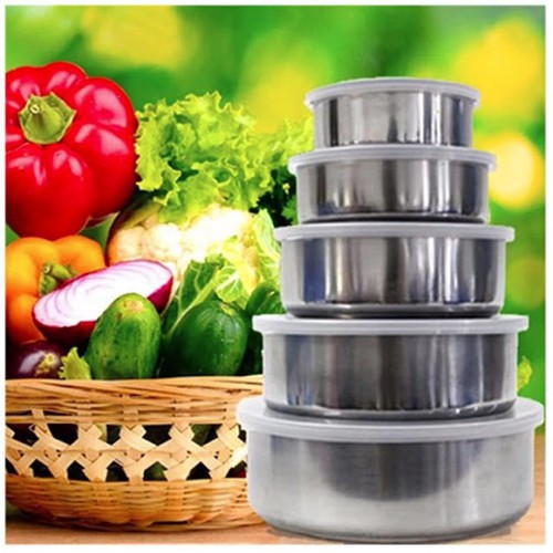 Hộp đựng thức ăn 💖𝑭𝑹𝑬𝑬𝑺𝑯𝑰𝑷💖 Bộ thố 5 cái inox đựng thức ăn có nắp đậy tiện dụng
