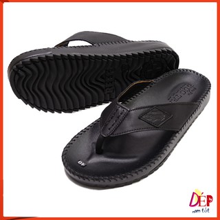 DÉP NAM QUAI KẸP DA BÒ CAO CẤP MÀU ĐEN (MS02)