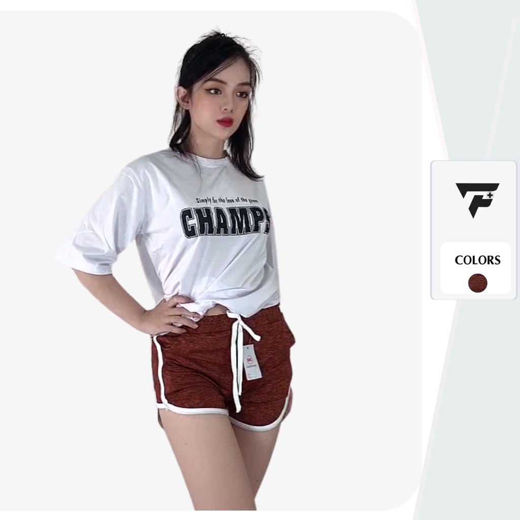 Quần đùi nữ short mặc nhà cotton đẹp giá rẻ lưng chun co giãn FPLUS 274