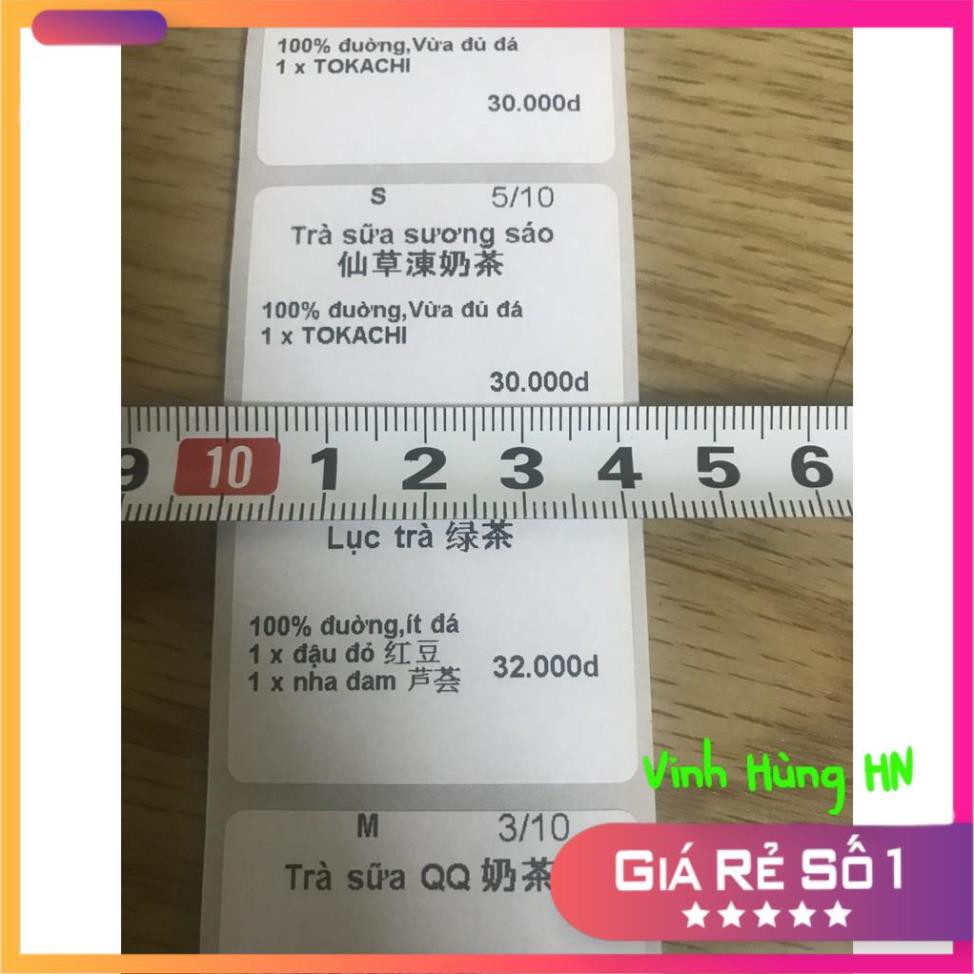Giấy in tem, giấy in mã vạch, tem trà sữa 40x30