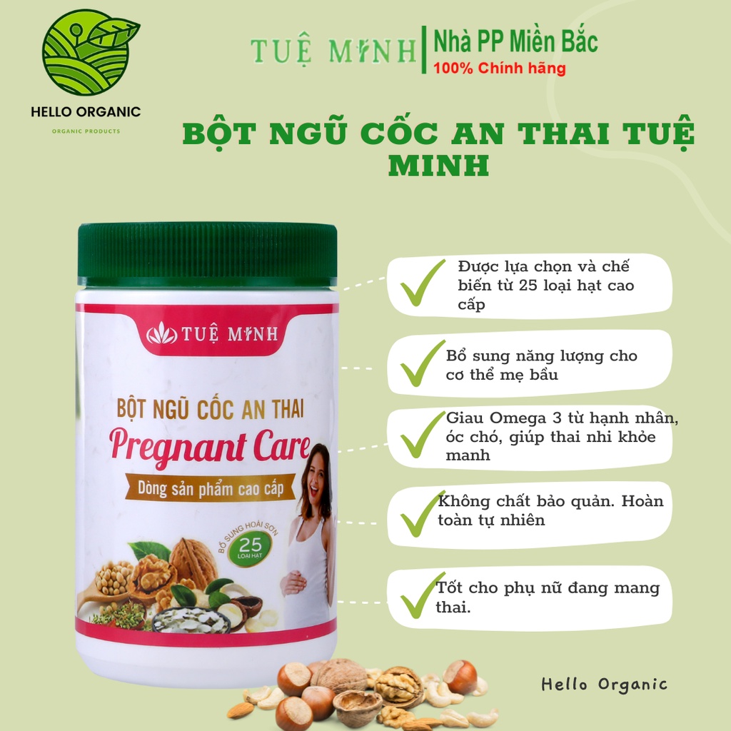 Ngũ Cốc Bầu Tuệ Minh Ngũ Cốc Tốt Cho Mẹ Bầu, Bổ Sung Dưỡng Chất Giúp Thai Nhi Khỏe Mạnh (Hộp lớn 500g)-Hello Organic