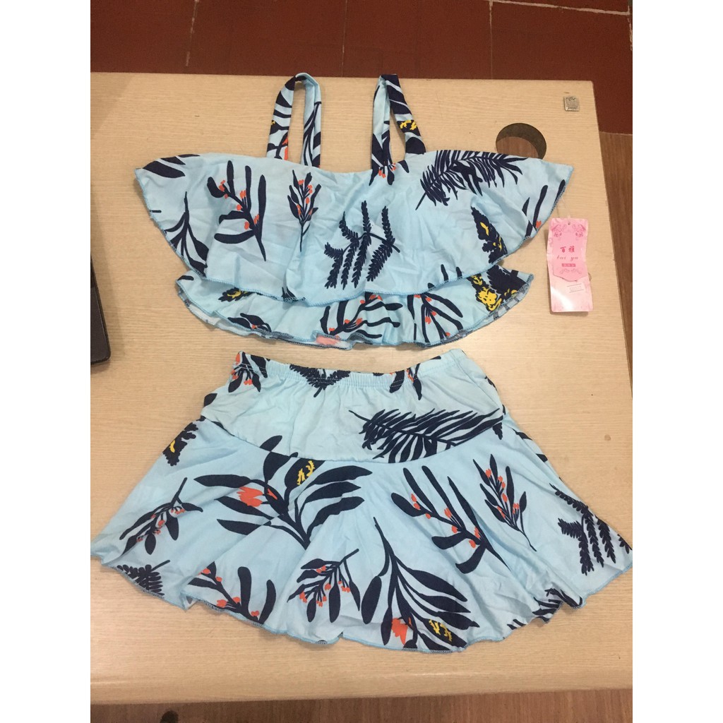 FREESHIP TỪ 50K_Bộ bơi hai mảnh họa tiết lá cây chất thun đẹp (ảnh thật) | BigBuy360 - bigbuy360.vn