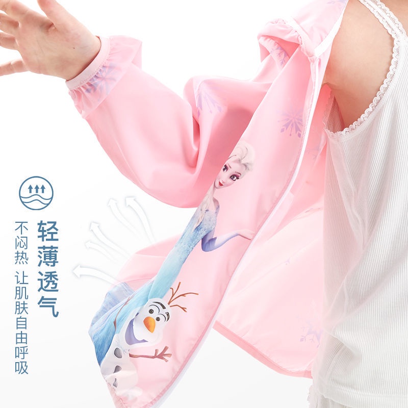 ♛Áo Khoác Cardigan Có Mũ Trùm Siêu Nhẹ In Họa Tiết Công Chúa Elsa Disney Thời Trang Mùa Hè Cho Bé Gái