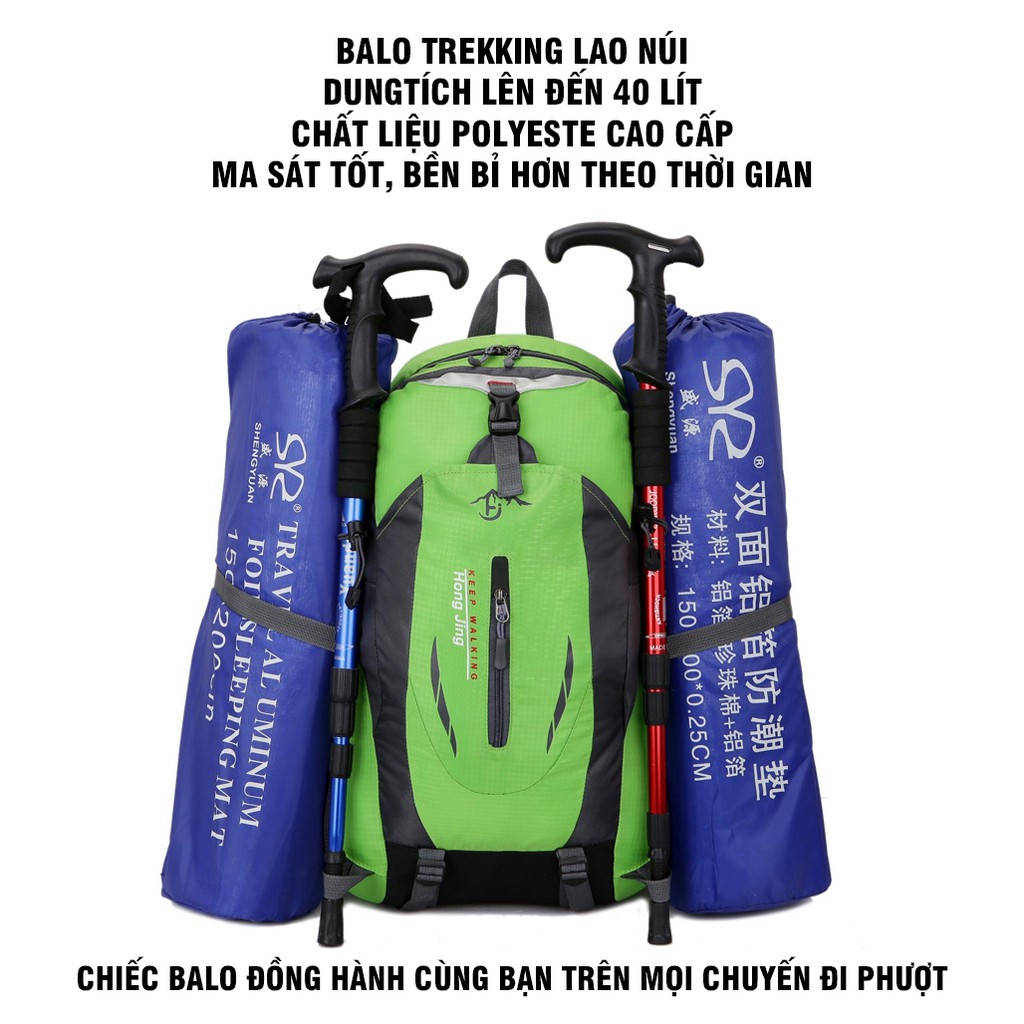 Balo Leo Núi Dung Tích 40 Lít Siêu Lớn Tiện Lợi Chất Liệu Polyeste Chống Nước Nhiều Ngăn Đựng Đồ Màu Thời Trang