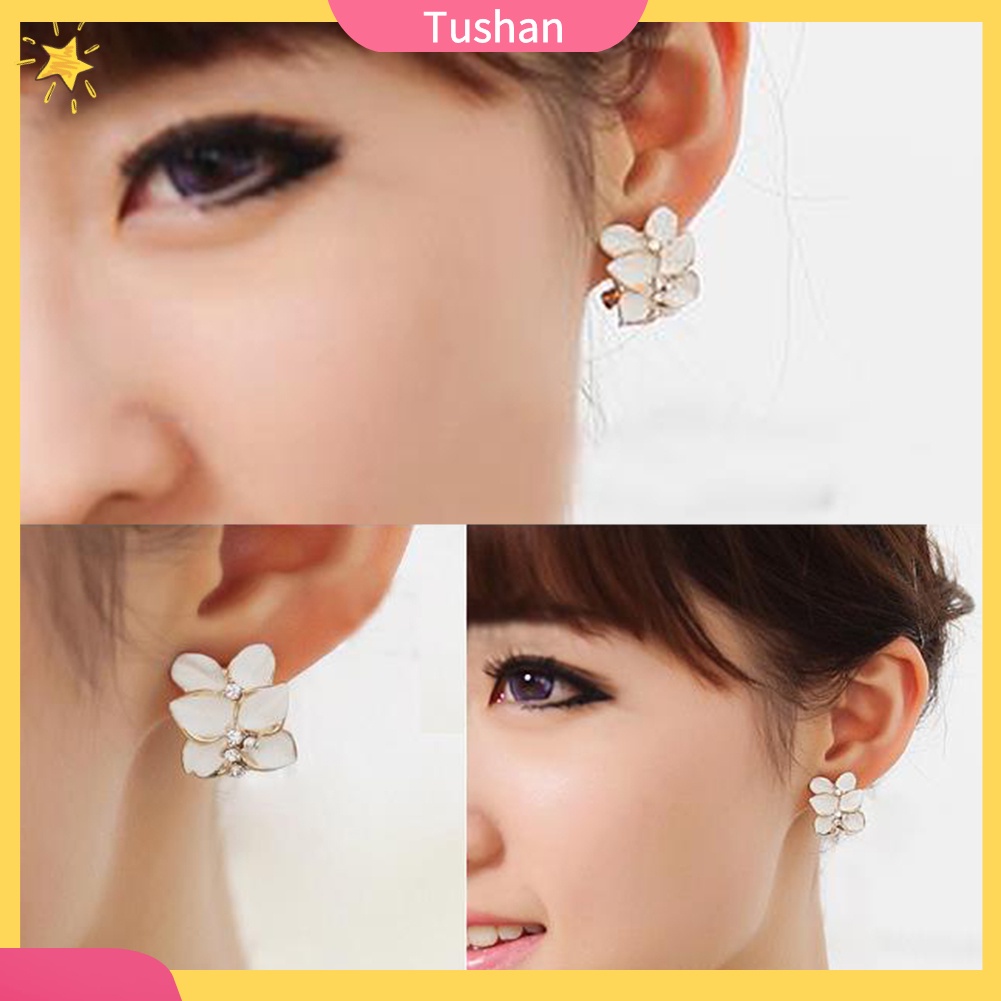Bông tai hình hoa đính đá xinh xắn dành cho nữ