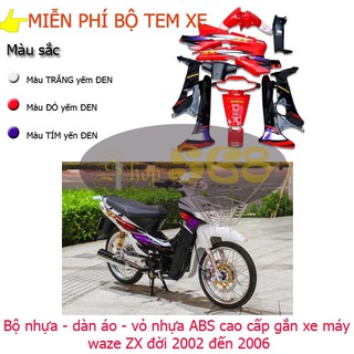 Bộ nhựa - dàn áo xe Wave ZX, Wave Anpha, Wave Thái ( 3 MÀU) - [TẶNG TEM XE] -nhựa ABS nguyên sinh cao cấp