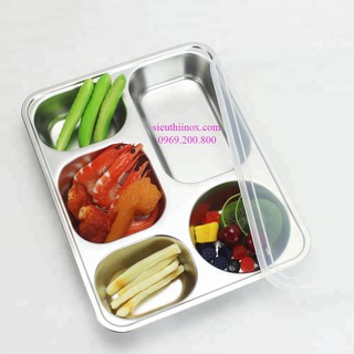Khay cơm inox 5 ngăn sâu lòng Hàn Quốc