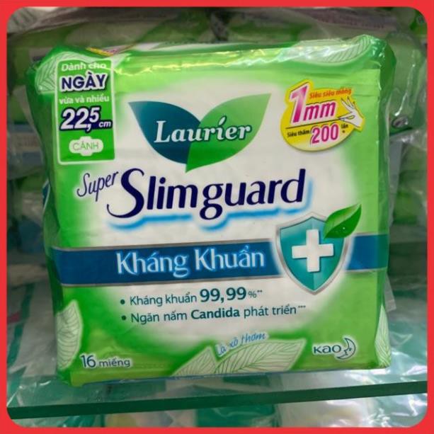 Băng vệ sinh cao cấp Laurier shuper slimguard kháng khuẩn 22,5cm ( có cánh ) 16 miếng