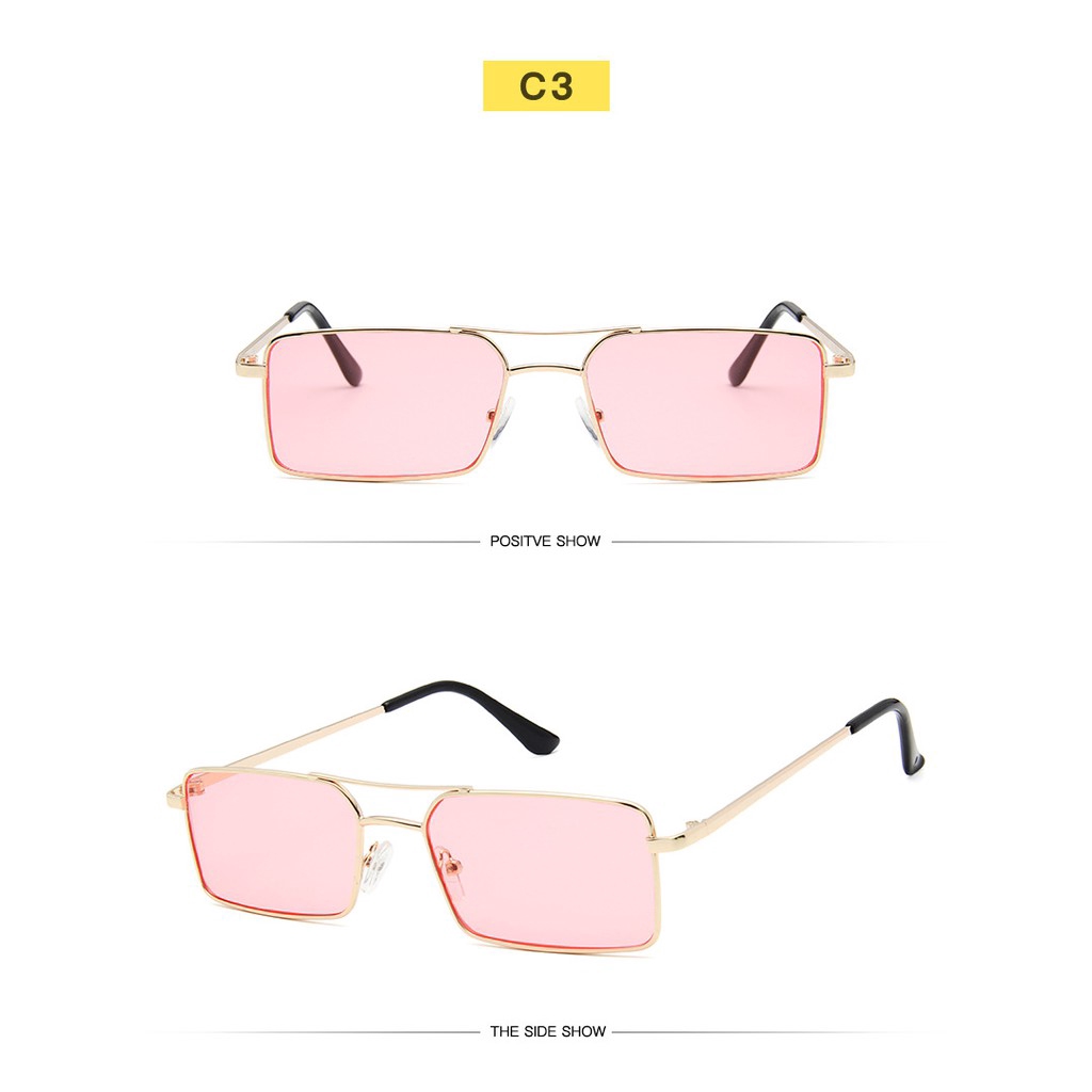 Kính mát UV400 gọng vuông bằng kim loại thời trang thịnh hành cho nam và nữ