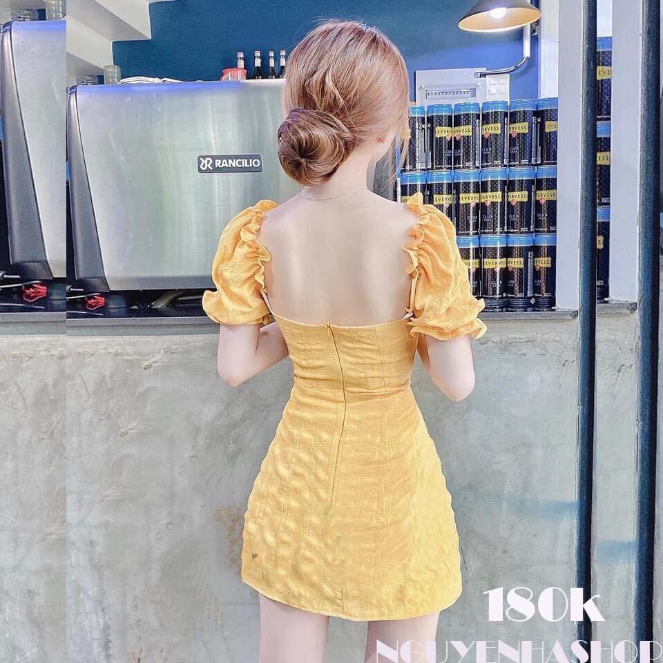 ĐẦM NỮ TAY PHỒNG ĐÍNH NÚT  THỜI TRANG NỮ VALKYRIE D75