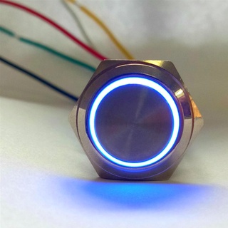 220V LED 16mm Push Button Switch Waterproof with Wire Connector Yellow