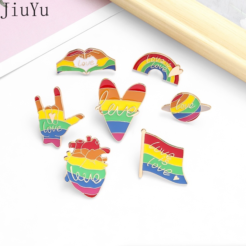 Huy Hiệu Cài Áo Tráng Men Họa Tiết Hoạt Hình Cầu Vồng/Khủng Long/Cầu Vồng LGBT