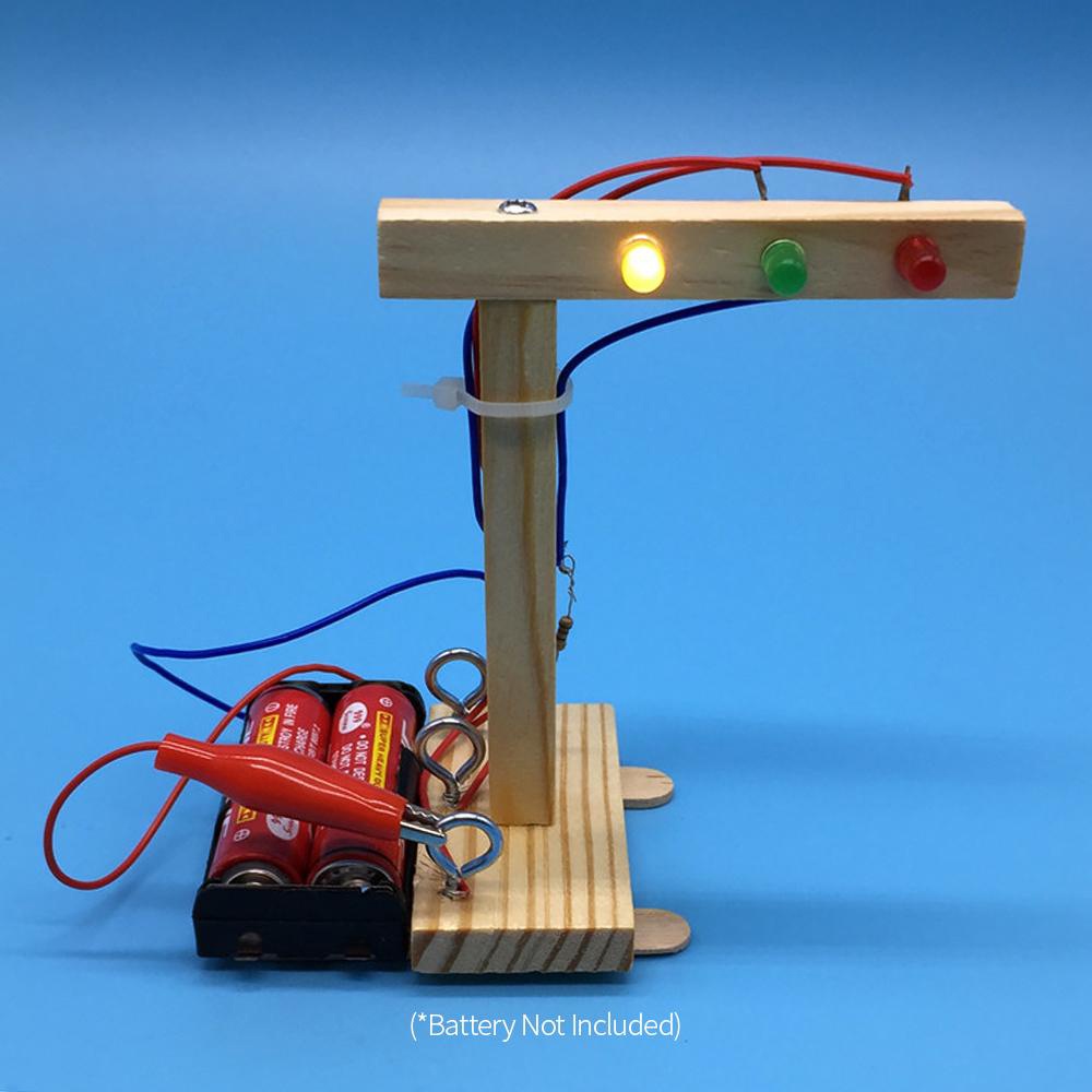 Đồ Chơi Khoa Học Stem Lắp Ráp Đèn Giao Thông Bằng Gỗ Diy