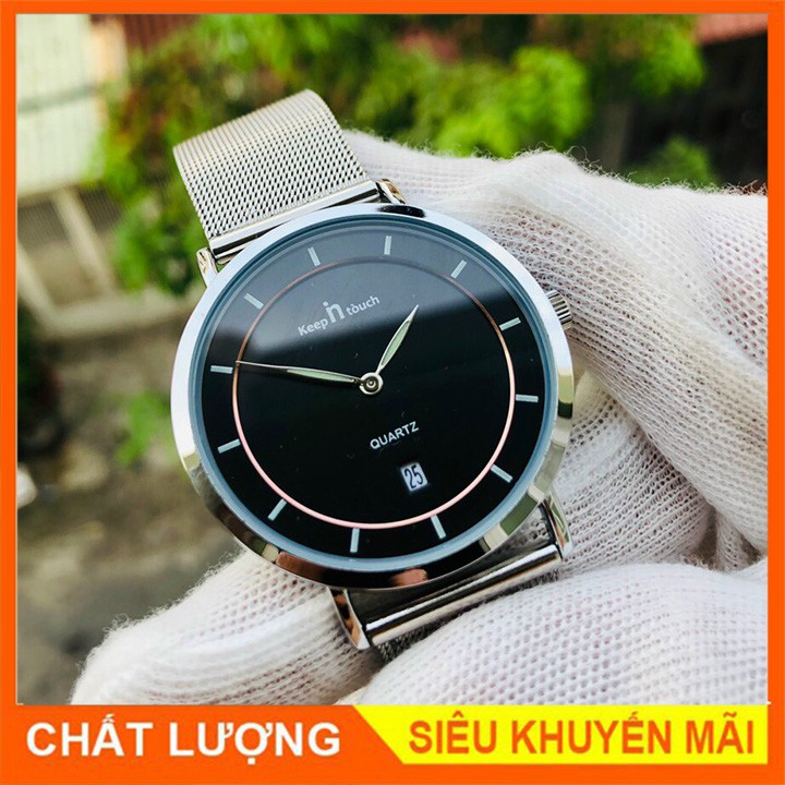 [Máy Nhật - Ảnh thật] Đồng Hồ Nam Dây Lưới Nhuyễn Keep N Touch Cực Đẹp, Kim Dạ Quang Có Lịch Ngày - Bảo Hành 12 Tháng