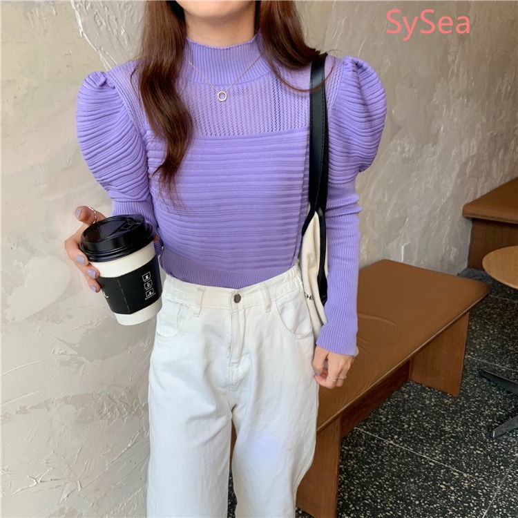 Áo Sweater Dệt Kim Tay Dài Kiểu Hàn Quốc Thời Trang Mùa Thu Cho Nữ