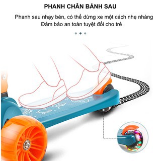 Xe trượt scooter đa năng phát sáng cho bé - Xe thăng bằng có nhạc, ghế nhún cho trẻ, 3in1, 3 trong 1