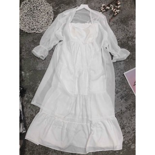 SET ĐẦM MAXI HAI DÂY KÈM KHOÁC (KÈM VIDEO HÌNH THẬT)
