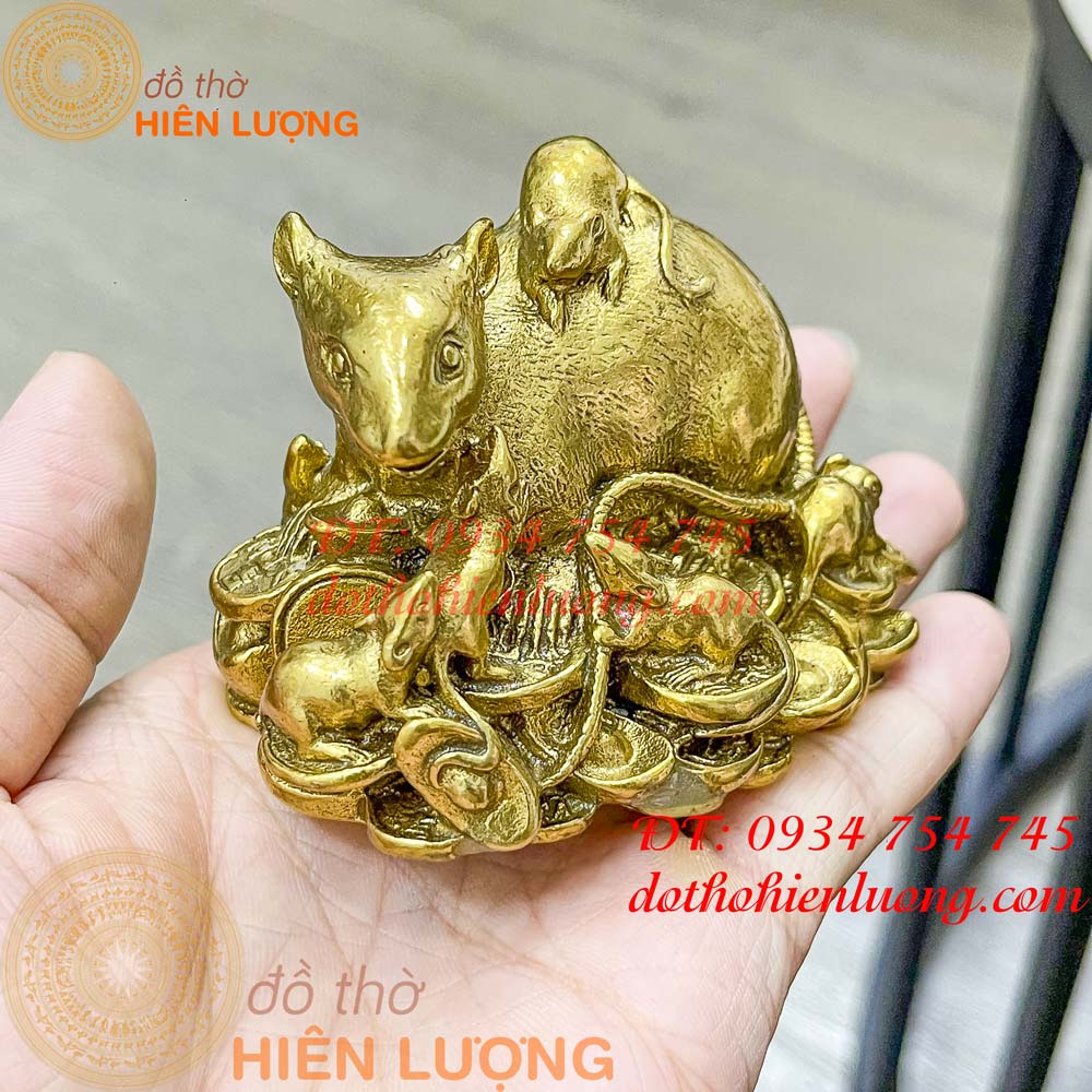Tượng gia đình chuột bằng đồng phong thủy