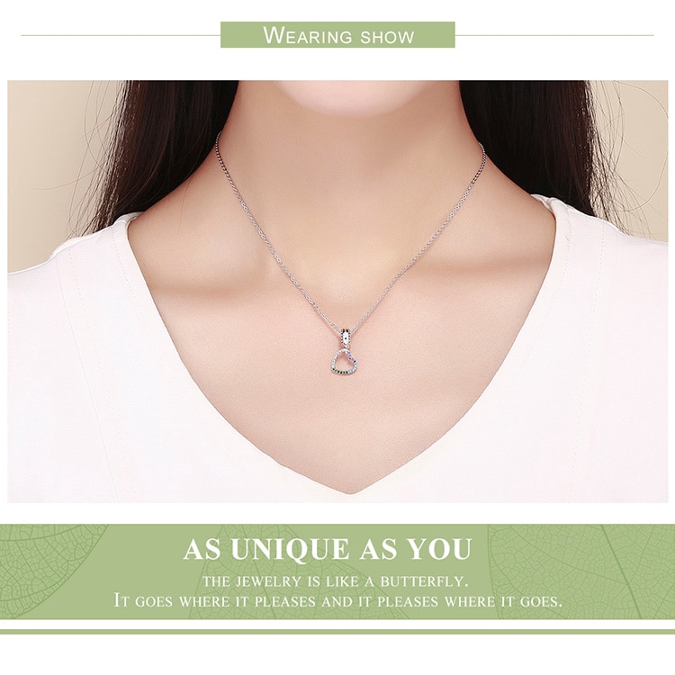 Mặt trang sức Bamoer bằng bạc S925 hình trái tim đính đá nhân tạo lấp lánh sang trọng