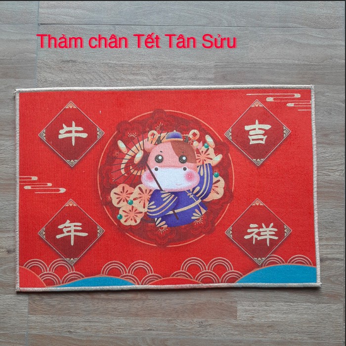 [FREESHIP❤️]Thảm Chân 3D Đón Tết Tân Sửu 2021 Chống Trơn Trượt Bám Sàn (thấm nước chống trượt KT 40x60cm)