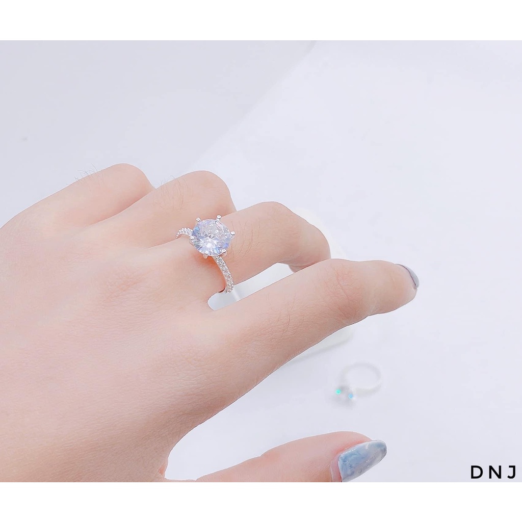 Nhẫn nữ bạc thật đá chủ sáng đẹp lung linh sang chảnh