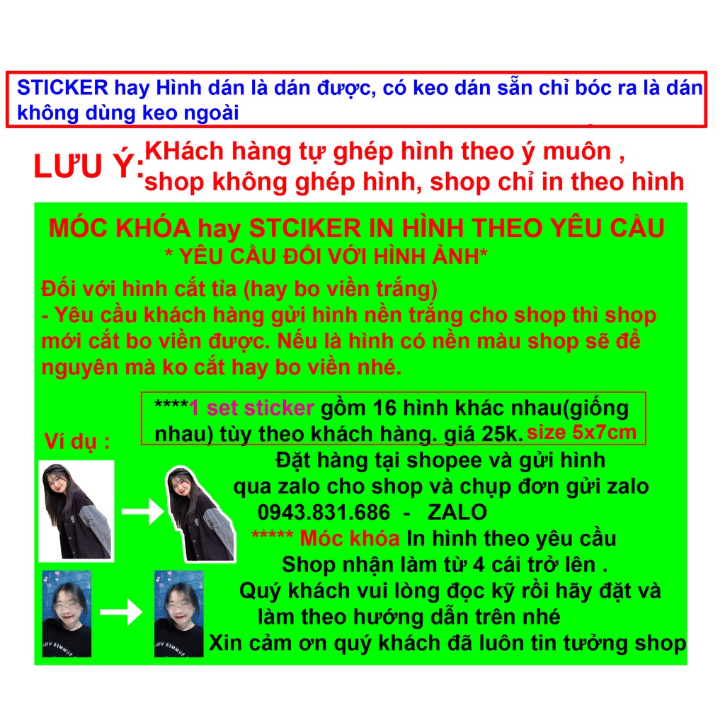 Sticker / Hình dán In hình theo yêu cầu