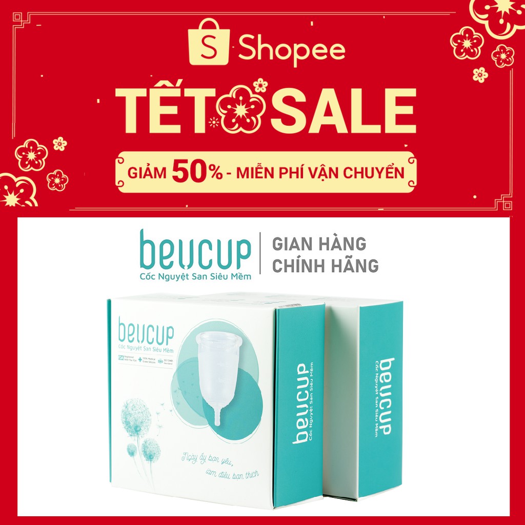 Combo 2 Cốc Nguyệt San BeUCup Chính Hãng, 100% Silicol Y Tế Tặng Kèm Dung Dịch Vệ Sinh Phụ Nữ BeU Care