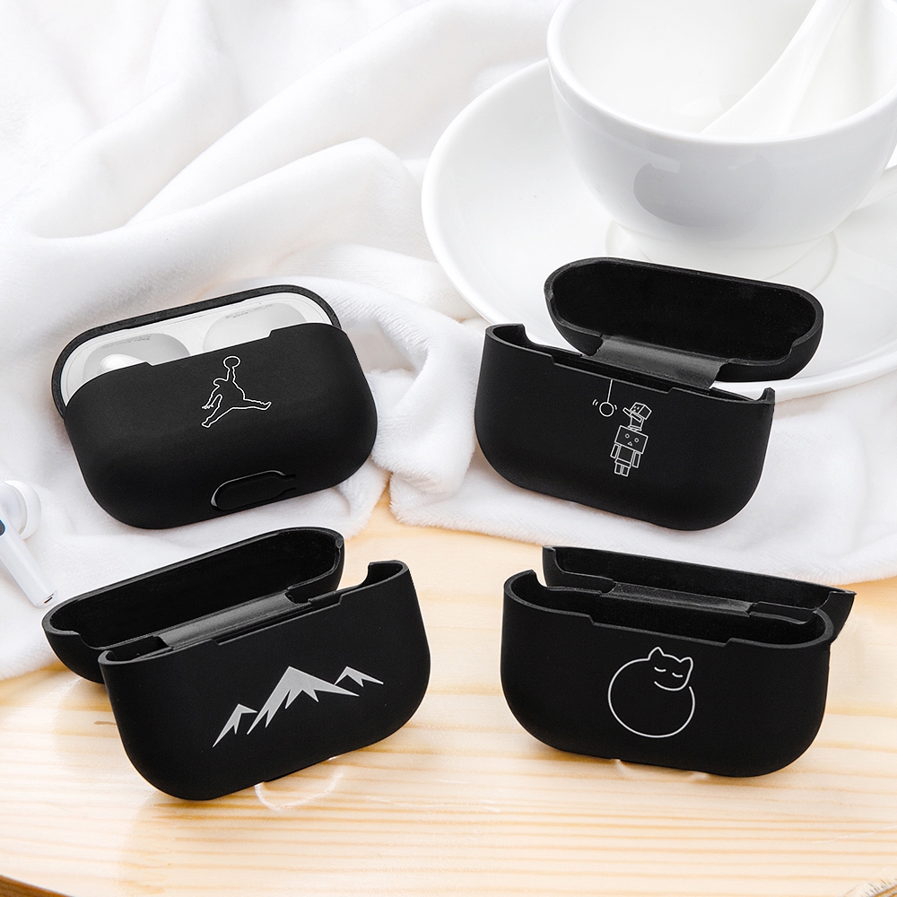 Vỏ bảo vệ hộp sạc tai nghe silicon tpu nhám họa tiết hoạt hình thích hợp cho Apple AirPods Pro