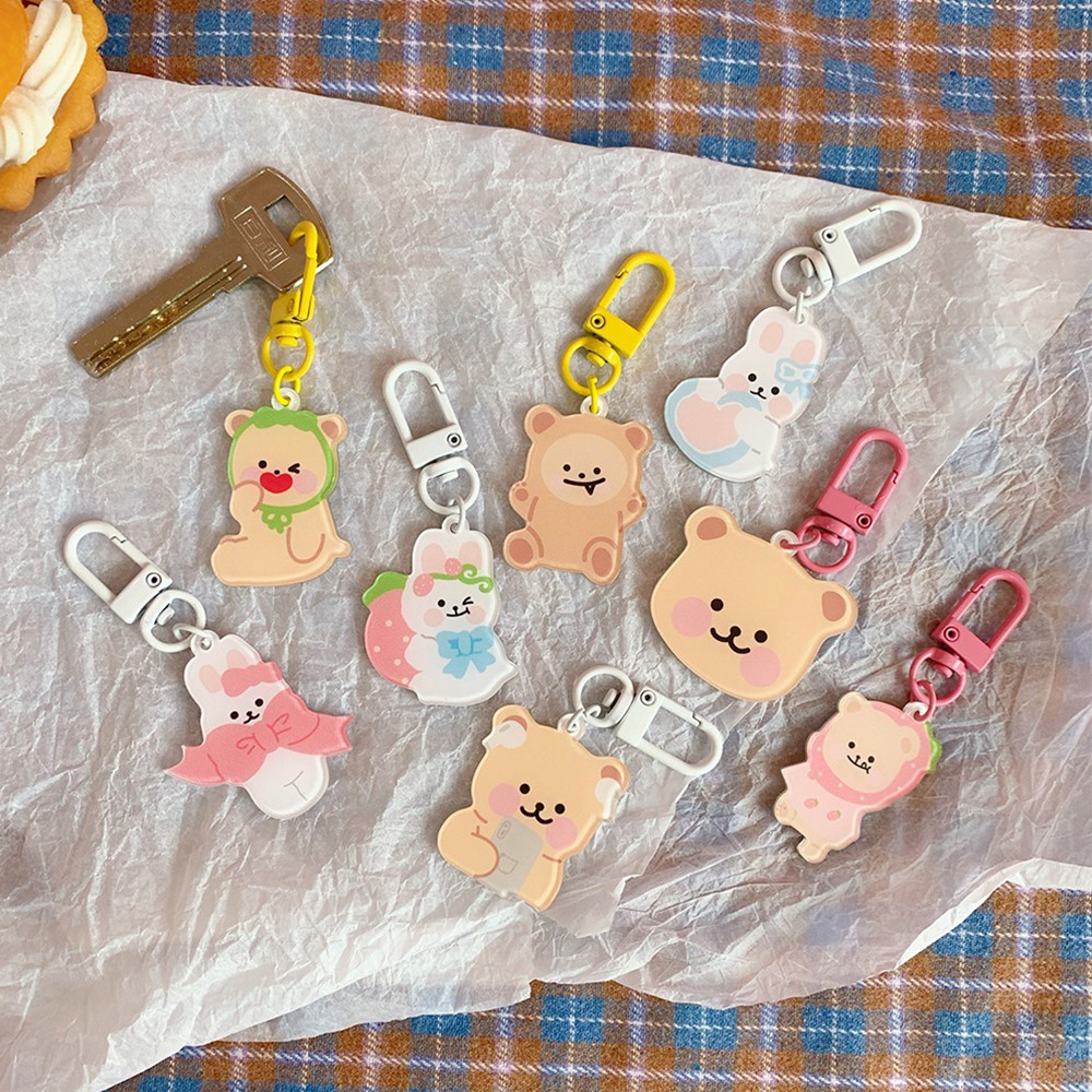 Móc khóa bằng acrylic hình thỏ / gấu hoạt hình đáng yêu
