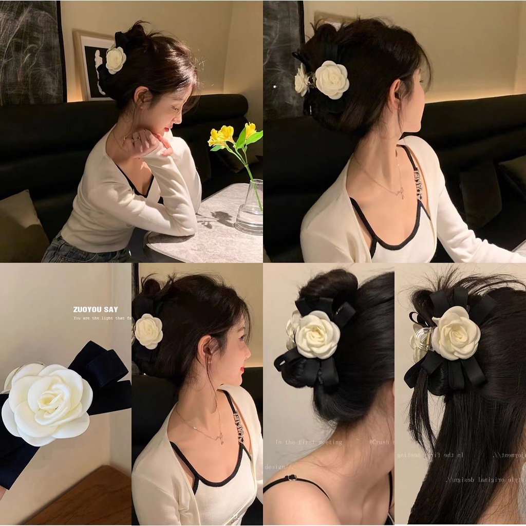 Song Zhiya Kẹp Tóc Vải Hoa Trà Cao Cấp Cỡ Lớn Thanh Lịch Cá Tính Dành Cho Nữ