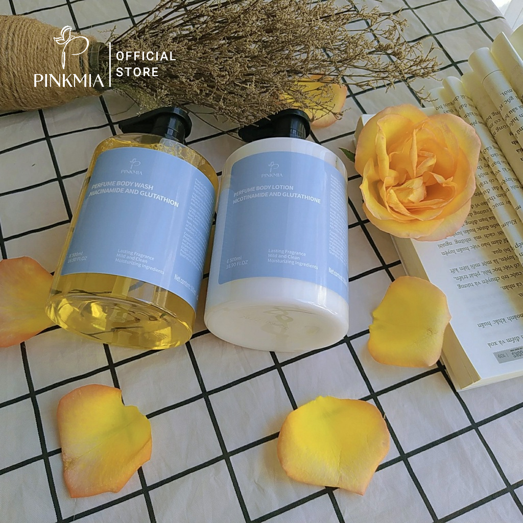 Sữa Tắm Trắng Nước Hoa, Sữa Dưỡng Thể Cấp Ẩm Làm Trắng Nicotinamide Pinkmia - 500ml