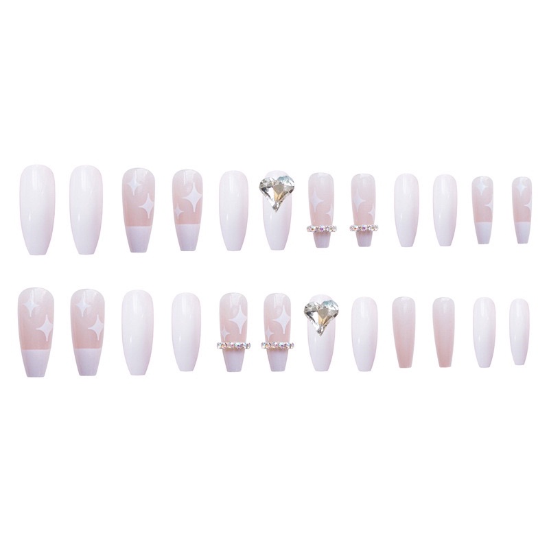Bộ 24 móng giả đính charm đá