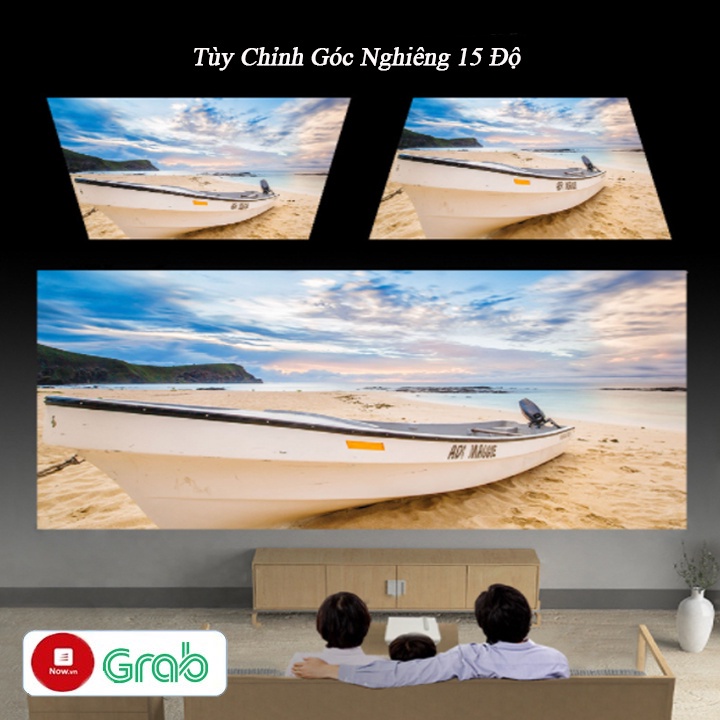 Máy chiếu mini fullHD 1080 độ sáng cao, kết nối điện thoại, máy tính