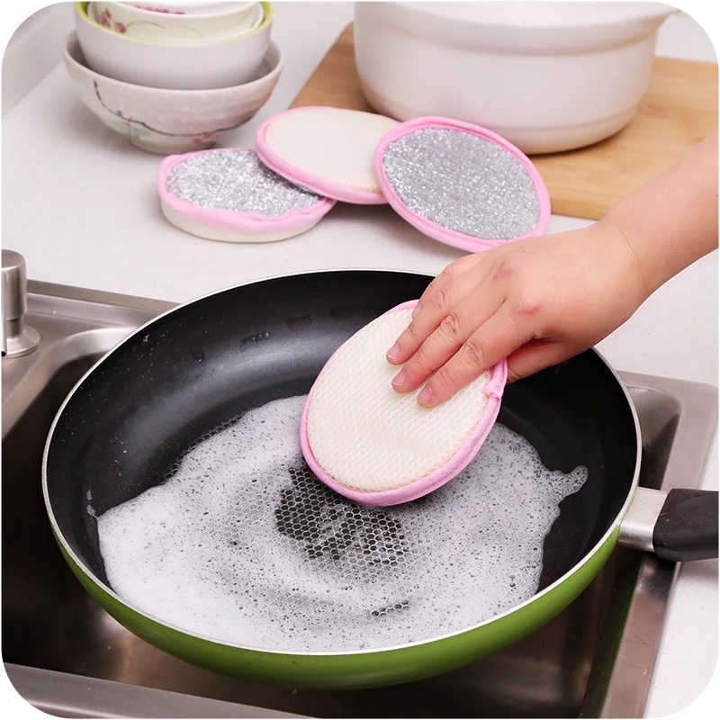 Miếng Xốp Rửa Chén Hai Mặt Dày Dặn Hình Tròn Cho Nhà Bếp