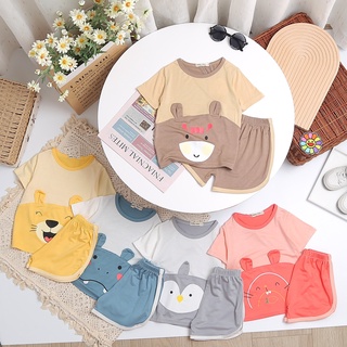 Bộ cộc tay cho bé trai bé gái, đồ bộ cho bé chất liệu thun lạnh minky mom size 6-18kg
