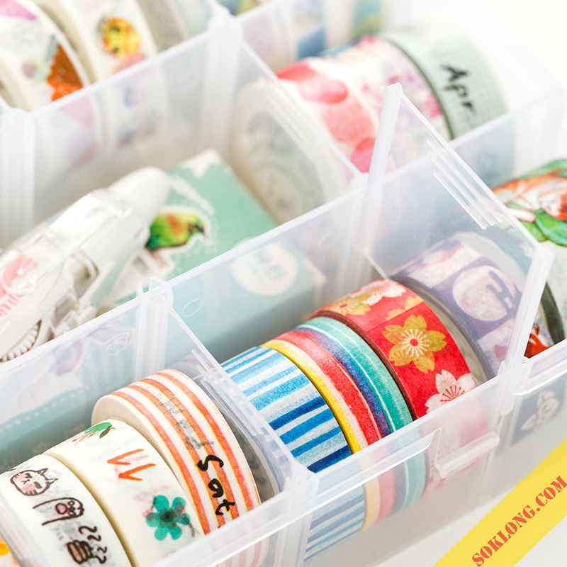 Hộp đựng washi tape, phụ kiện 15 ngăn có thể tháo lắp chống nước C07