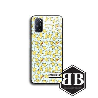 Ốp lưng kính cường lực Oppo A9 2020 A5 2020 A11 A52 A92 A31 A8 A91 Reno3 A39 A57 in hình pikachu đáng yêu