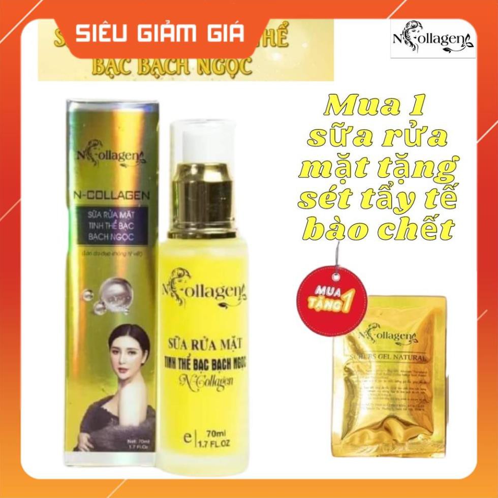 SỮA RỬA MẶT TINH THỂ BẠC BẠCH NGỌC N.COLLAGEN (Làm sạch sâu bụi, kem thừa trên da, giảm nhờn). KL 70ml. Tặng tẩy tb chết