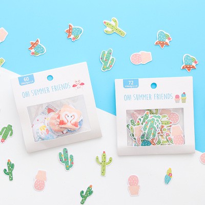 S5 Sticker xương rồng hồng hạc hoa anh đào