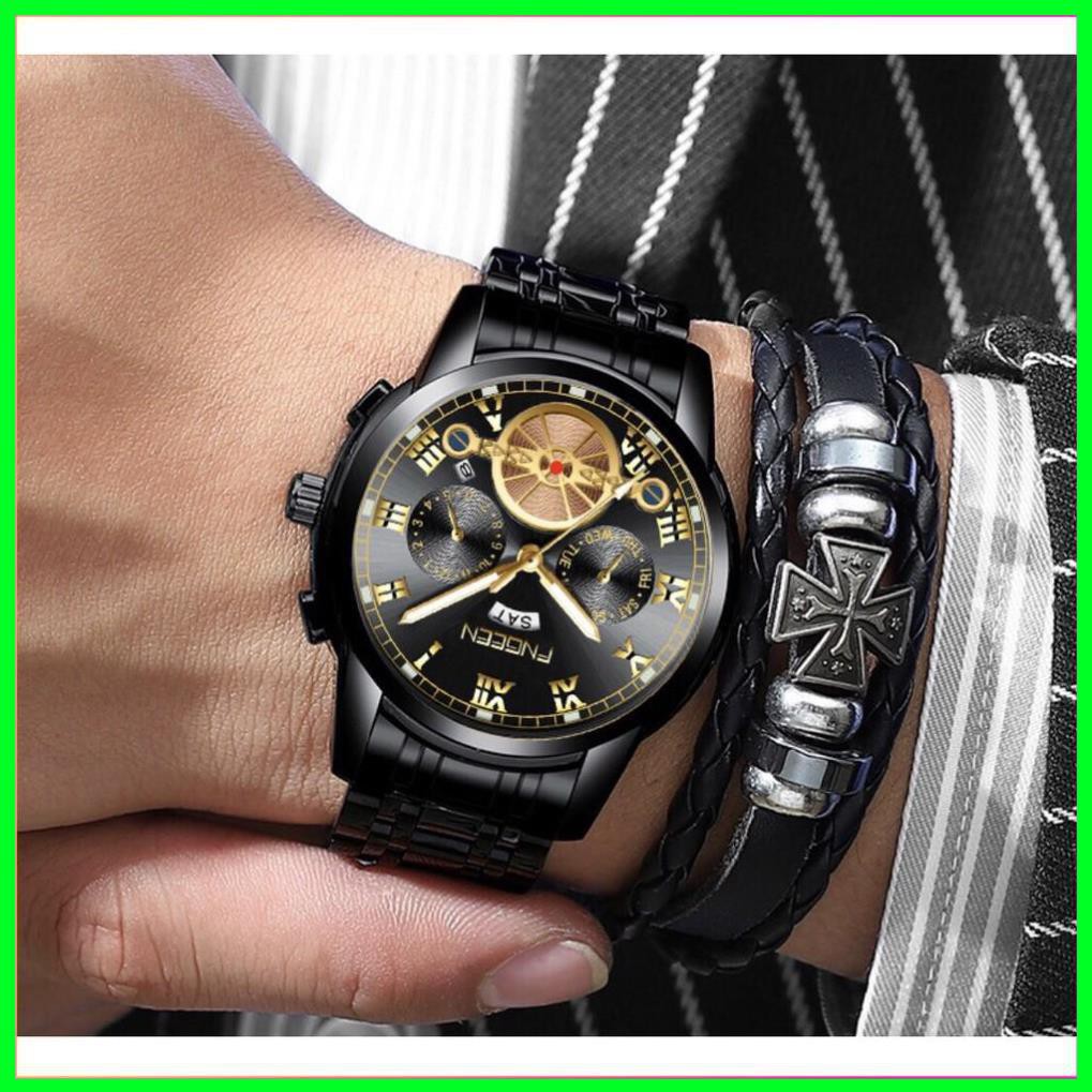 Đồng hồ fngeen chính hãng nam chạy 2 lịch dây thép (tặng kèm hộp , pin , phụ kiện thâu dây) | BigBuy360 - bigbuy360.vn