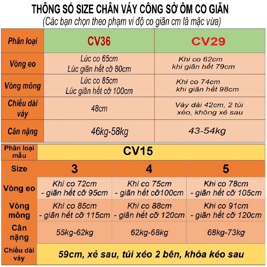 Chân váy bút chì ôm dáng đủ size từ 43kg - 68kg CV29