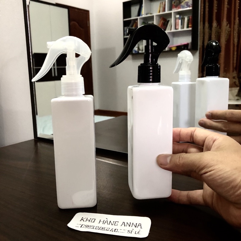 COMBO 10 Bình Chai nhựa màu trắng xịt phun sương  NHỰA MÀU TRẮNG - Chai đựng xịt khuẩn 500ml/ 300ml/ 200ml/ 150ml/ 100ml