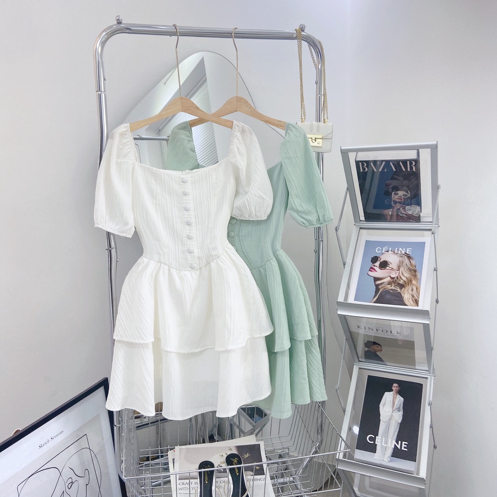 ĐẦM CỔ TIM LAI TẦNG NÚT BỌC