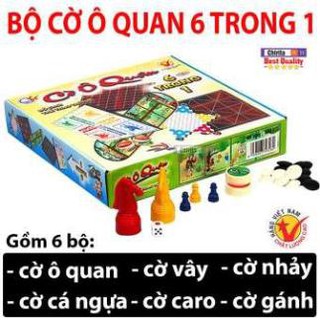 Bộ cờ ô quan 6 trong 1 liên hiệp thành - gồm 6 bộ cờ : cờ ô quan, cờ ca rô, cờ cá ngựa, cờ nhảy, cờ gánh, cờ vây