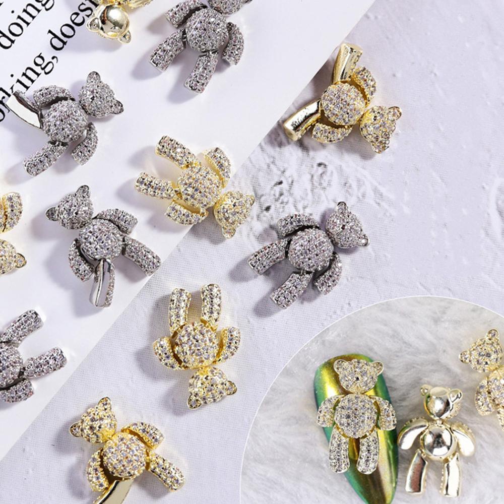 Móng Tay 3D NEEDWAY|Hoa Hồng Giả Trang Trí|Sang Trọng. Phấn Bắt Sáng Trang Điểm Lấp Lánh|Trang Sức Móng Tay Hình Gấu