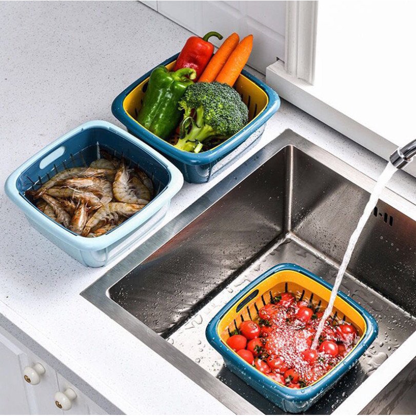 Rổ nhựa kèm thau 2in1 (KHÔNG NẮP)